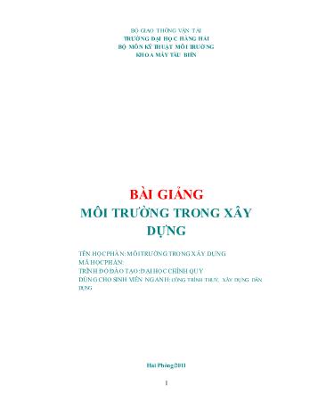 Giáo trình Môi trường trong xây dựng - Trường Đại học Hàng Hải