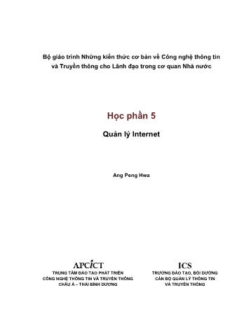 Giáo trình Những kiến thức cơ bản về công nghệ thông tin và truyền thông cho lãnh đạo trong cơ quan Nhà nước - Phần 5: Quản lý Internet