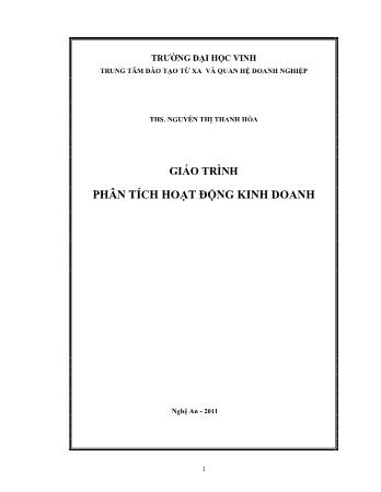 Giáo trình Phân tích hoạt động kinh doanh (Phần 1) - Trường Đại học Vinh