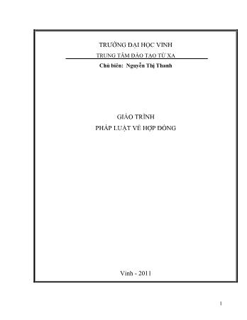 Giáo trình Pháp luật về hợp đồng (Phần 1) - Trường Đại học Vinh