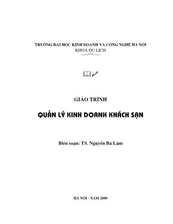 Giáo trình Quản lí kinh doanh khách sạn