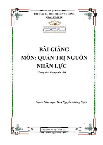 Giáo trình Quản trị nguồn nhân lực - Nguyễn Hoàng Ngân