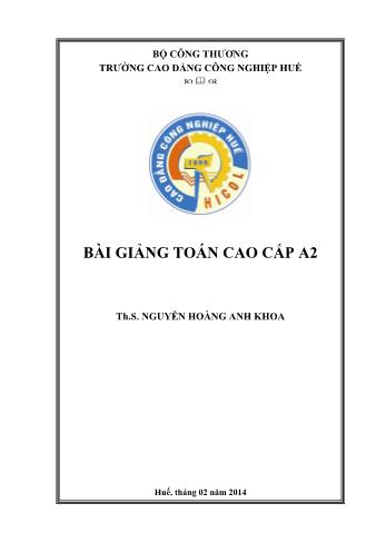 Giáo trình Toán cao cấp A2