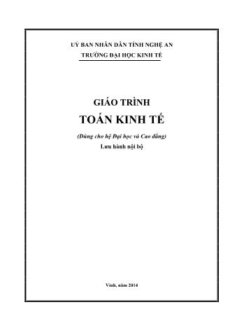 Giáo trình Toán kinh tế (Phần 1)