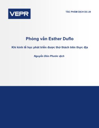 Phỏng vấn Esther Duflo: Khi kinh tế học phát triển được thử thách trên thực địa