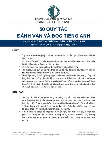 Tài liệu 50 quy tắc đánh vần và đọc Tiếng Anh