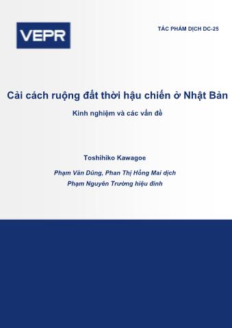 Tài liệu Cải cách ruộng đất thời hậu chiến ở Nhật Bản: Kinh nghiệm và các vấn đề