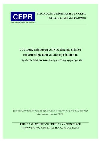 Tài liệu Ước lượng ảnh hưởng của việc tăng giá điện lên chi tiêu hộ gia đình và toàn bộ nền kinh tế