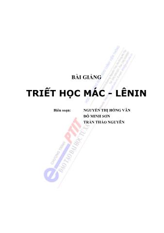 Bài giảng Triết học Mác - Lenin - Nguyễn Thị Hồng Vân