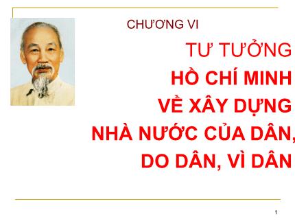 Bài giảng Tư tưởng Hồ Chí Minh - Chương VI: Tư tưởng Hồ Chí Minh về xây dựng nhà nước của dân, do dân, vì dân - Nguyễn Hải Ngọc