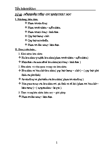 Đề tài Hôn nhân trên góc nhìn triết học