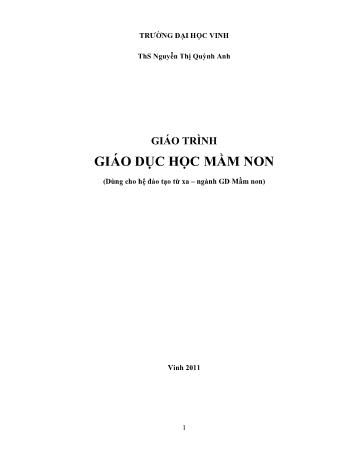 Giáo trình Giáo dục học mầm non (Phần 1) - Nguyễn Thị Quỳnh Anh