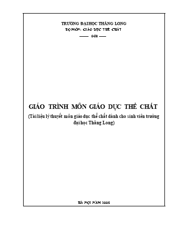 Giáo trình môn Giáo dục thể chất - Trường Đại học Thăng Long