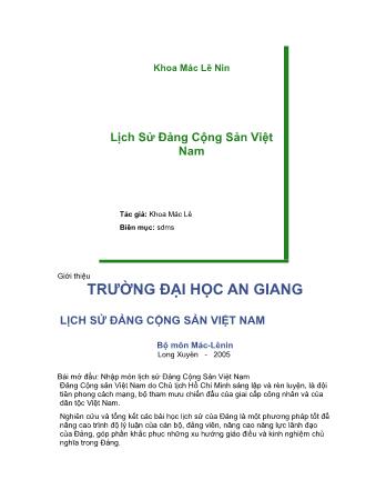 Lịch sử Đảng Cộng sản Việt Nam - Khoa Mác Lê