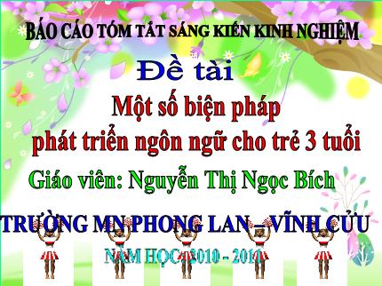 SKKN Một số biện pháp phát triển ngôn ngữ cho trẻ 3 tuổi