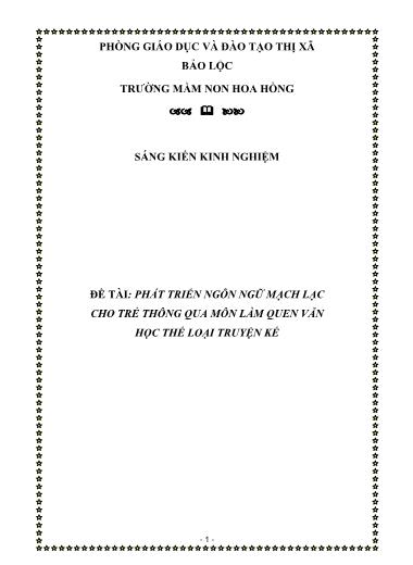 SKKN Phát triển ngôn ngữ mạch lạc cho trẻ thông qua môn làm quen văn học thể loại truyện kể