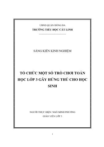 SKKN Tổ chức một số trò chơi Toán học Lớp 3 gây hứng thú cho học sinh