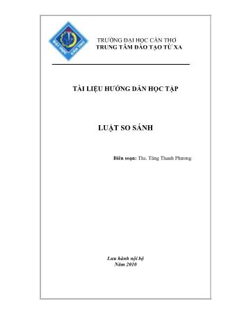Tài liệu hướng dẫn học tập môn Luật so sánh - Tăng Thanh Phương