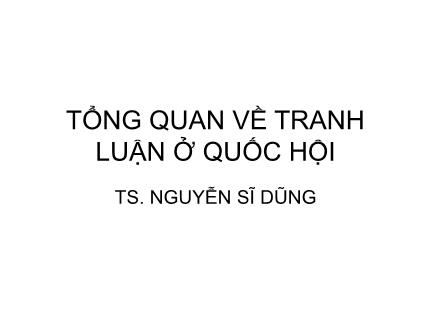 Tổng quan về tranh luận ở Quốc hội - Nguyễn Sĩ Dũng