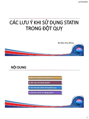 Bài giảng Các lưu ý khi sử dụng Statin trong đột quỵ