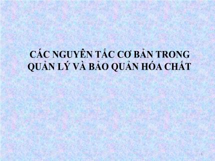 Bài giảng Các nguyên tắc cơ bản trong quản lý và bảo quản hóa chất