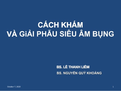 Bài giảng Cách khám và giải phẫu siêu âm bụng