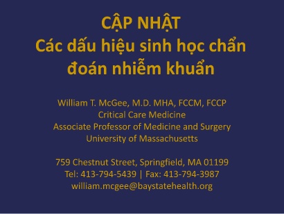 Bài giảng Cập nhật các dấu hiệu sinh học chẩn đoán nhiễm khuẩn