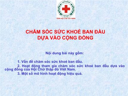 Bài giảng Chăm sóc sức khoẻ ban đầu dựa vào cộng đồng