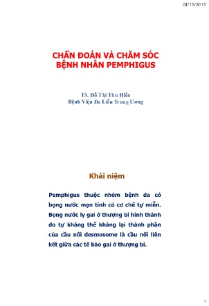 Bài giảng Chẩn đoán và chăm sóc bệnh nhân Pemphigus