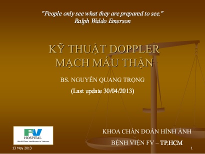Bài giảng Kỹ thuật Doppler mạch máu thận