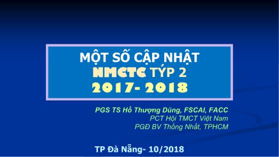 Bài giảng Một số cập nhật MMCTC týp 2 2017- 2018