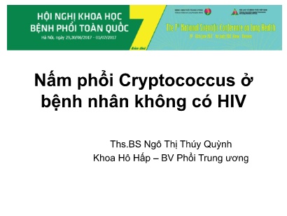 Bài giảng Nấm phổi Cryptococcus ở bệnh nhân không có HIV