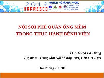 Bài giảng Nội soi phế quản ống mềm trong thực hành bệnh viện