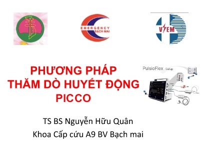 Bài giảng Phương pháp thăm dò huyết động Picco