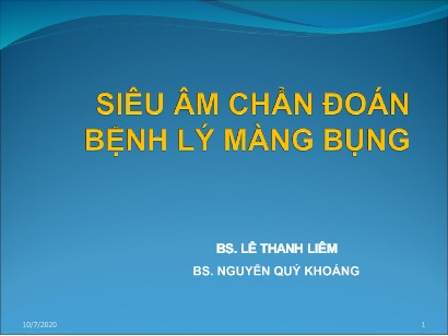 Bài giảng Siêu âm chẩn đoán bệnh lý màng bụng