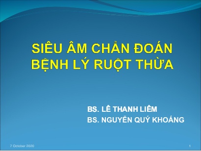Bài giảng Siêu âm chẩn đoán bệnh lý ruột thừa