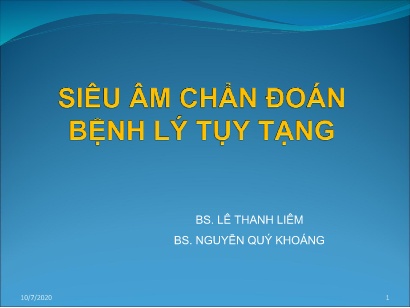 Bài giảng Siêu âm chẩn đoán bệnh lý tụy tạng