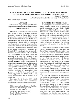 Cardiovascular risk factors in type 2 diabetic outpatient according to the recommendations of esc-easd 2019