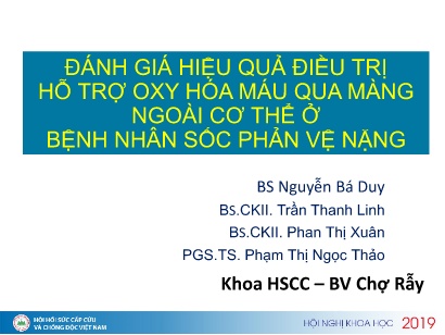 Đánh giá hiệu quả điều trị hỗ trợ oxy hóa máu qua màng ngoài cơ thể ở bệnh nhân sốc phản vệ nặng