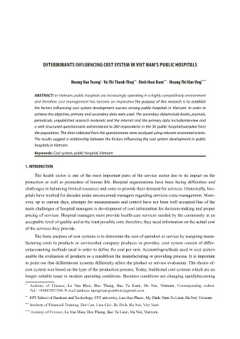Determinants influencing cost system in Viet Nam’s public hospitals
