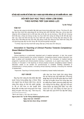 Đổi mới dạy học thực hành lâm sàng theo hướng tiếp cận năng lực