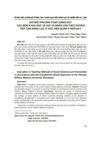 Đổi mới phương pháp giảng dạy các môn khoa học xã hội và nhân văn theo hướng tiếp cận năng lực ở học viện quân y hiện nay