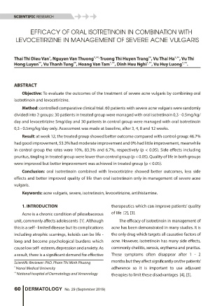 Efficacy of oral isotretinoin in combination with levocetirizine in management of severe acne vulgaris