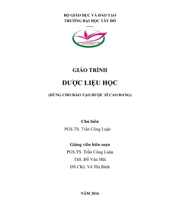 Giáo trình Dược liệu học - Phần 1