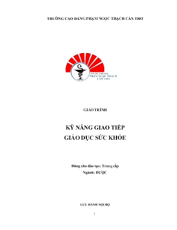 Giáo trình Kỹ năng giao tiếp giáo dục sức khỏe
