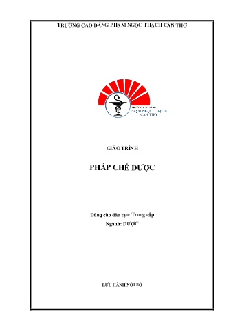 Giáo trình Pháp chế dược