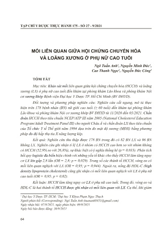 Mối liên quan giữa hội chứng chuyển hóa và loãng xương ở phụ nữ cao tuổi