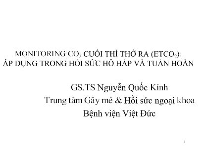 Monitoring CO2 cuối thì thở ra (ETCO2): áp dụng trong hồi sức hô hấp và tuần hoàn