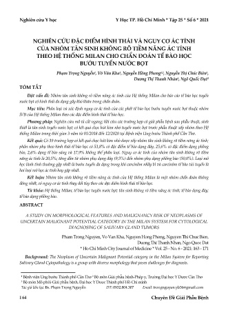 Nghiên cứu đặc điểm hình thái và nguy cơ ác tính của nhóm tân sinh không rõ tiềm năng ác tính theo hệ thống milan cho chẩn đoán tế bào học bướu tuyến nước bọt