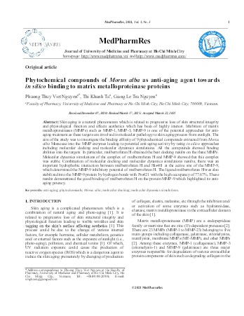Phytochemical compounds of Morus alba as anti-aging agent towards in silico binding to matrix metalloproteinase proteins